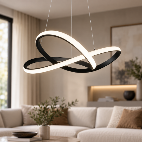 Lampadario moderno led 4000k design nero opaco