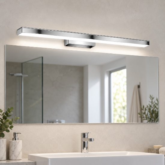 Lampada per specchio bagno led 24w cct 3000k 4000k moderna cromata 69cm