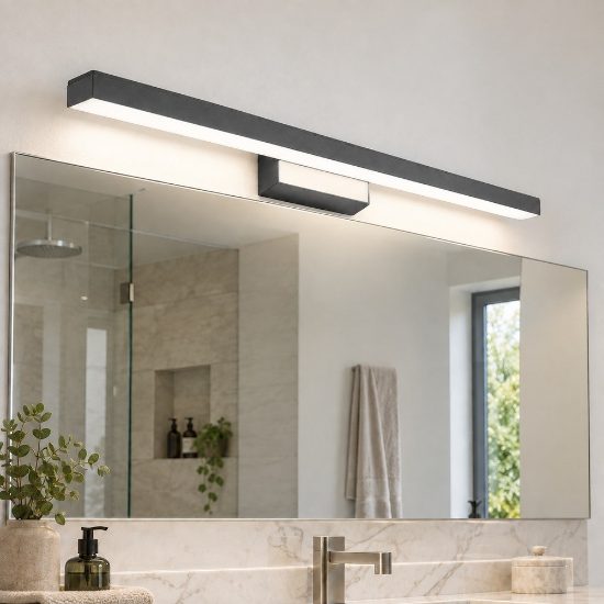 Applique per specchio bagno moderna antracite led 24w cct 3000k 4000k 69cm
