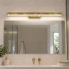 Applique per specchio bagno led 24w cct 3000k 4000k moderna foglia oro 69cm
