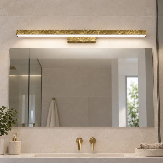 Applique per specchio bagno led 24w cct 3000k 4000k moderna foglia oro 69cm