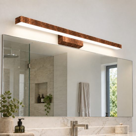 Applique per specchio bagno led 24w cct 3000k 4000k moderna foglia rame 69cm