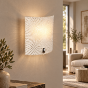 Applique da parete elegante rettangolare vetro decorato 20cm