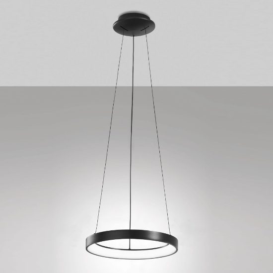 Fabas luce bacco lampadario nero anello led 38w cct 2700k 3000k 4000k dimmerabile