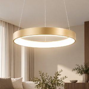 Fabas luce bacco lampada a sospensione minimal ottone satinato led 38w cct 2700k 4000k dimmerabile