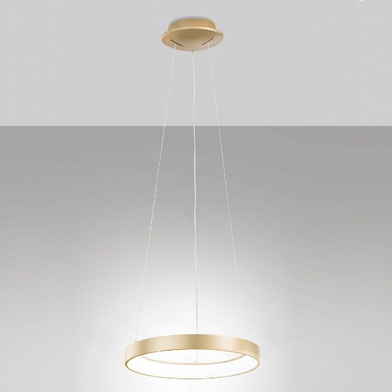 Fabas luce bacco lampada a sospensione minimal ottone satinato led 38w cct 2700k 4000k dimmerabile