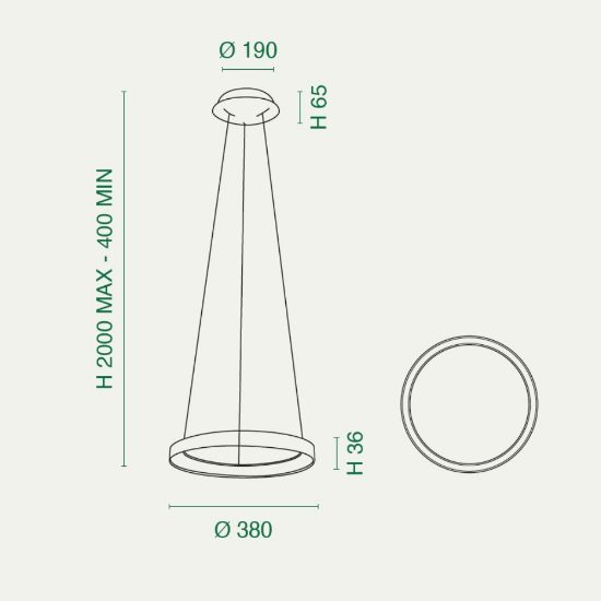 Fabas luce bacco lampada a sospensione minimal ottone satinato led 38w cct 2700k 4000k dimmerabile
