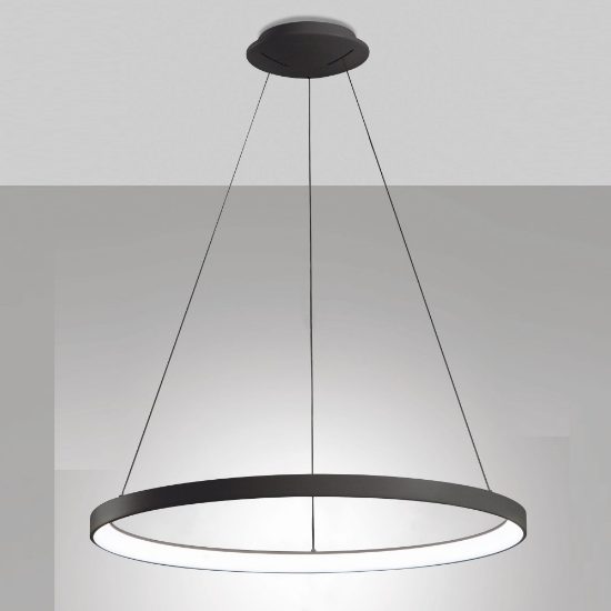 Fabas luce bacco lampadario moderno ad anello nero led 75w cct 2700k 3000k 4000k dimmerabile