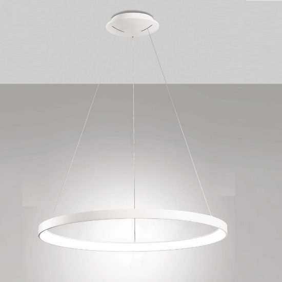 Fabas lampadario moderno bacco anello bianco led 75w cct 2700k 3000k 4000k dimmerabile