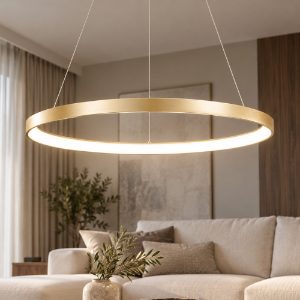 Fabas luce bacco lampadario ad anello oro led 75w cct 2700k 3000k 4000k dimmerabile