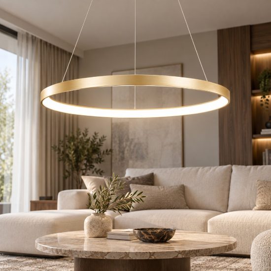 Fabas luce bacco lampadario ad anello oro led 75w cct 2700k 3000k 4000k dimmerabile