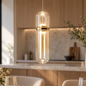 Fabas luce portofino lampada led 7w 3000k dimmerabile per camera da letto moderna a sospensione cilindrica ottone satinato