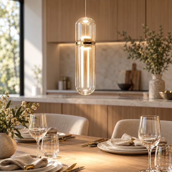 Fabas luce portofino lampada led 7w 3000k dimmerabile per camera da letto moderna a sospensione cilindrica ottone satinato