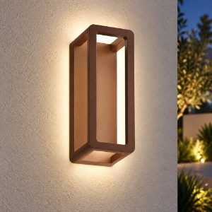 Lampada da parete per esterno led 9,5w 3000k ip65 23cm moderna rettangolare ruggine