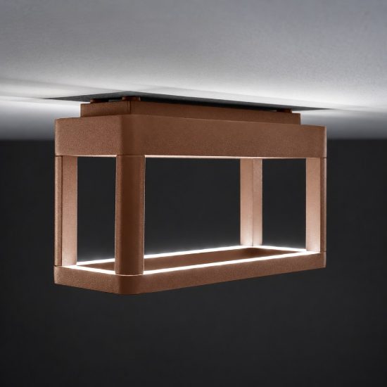 Lampada da parete per esterno led 9,5w 3000k ip65 23cm moderna rettangolare ruggine