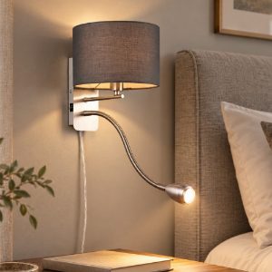 Applique per comodino camera da letto luce lettura nickel