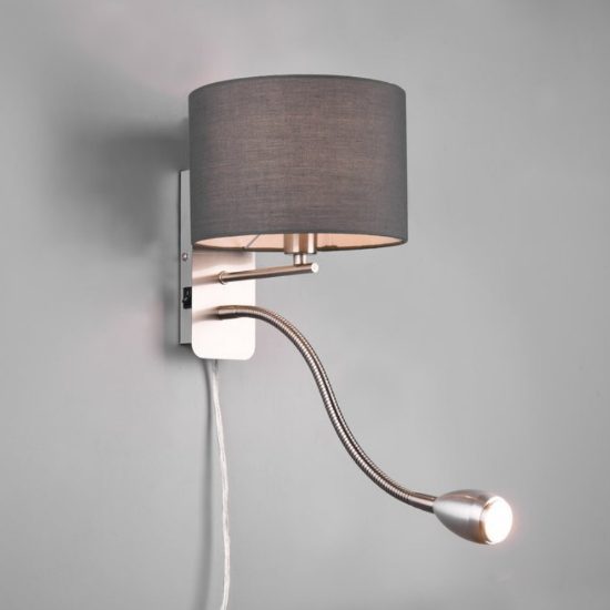 Applique per comodino camera da letto luce lettura nickel