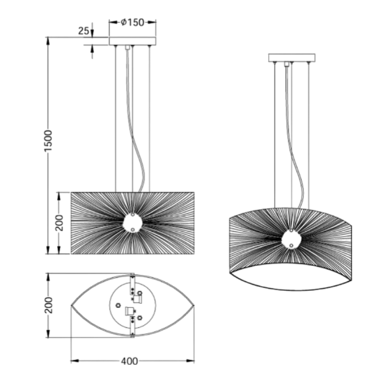 Lampadario in vetro decorato per soggiorno