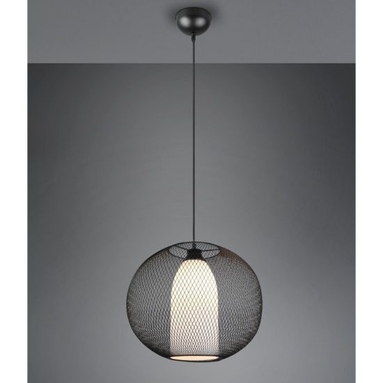 Lampada a sospensione nero opaco vetro opaco