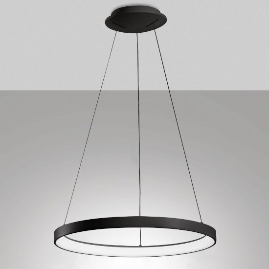 Fabas lampadario ad anello bacco nero led 56w cct 2700k 3000k 4000k dimmerabile