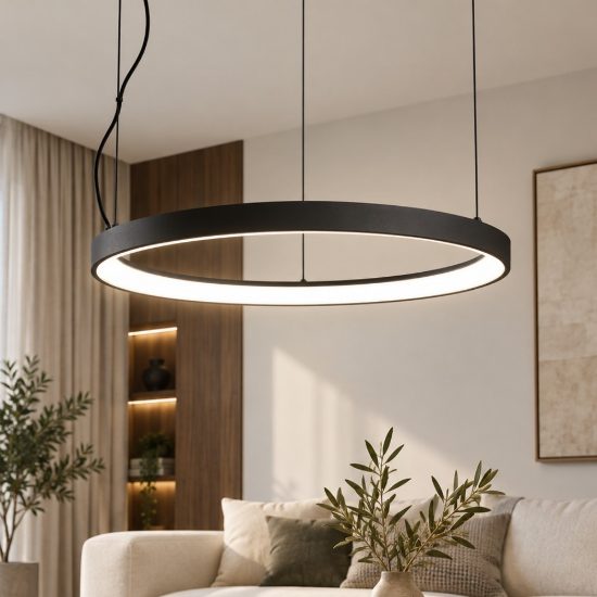 Fabas luce bacco lampadario minimal nero a sospensione led 56w cct 2700k 4000k dimmerabile