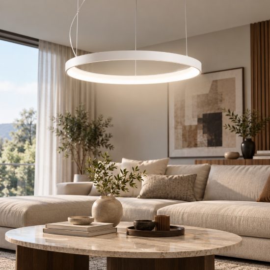 Fabas luce bacco lampadario led 56w cct 2700k 4000k dimmerabile anello bianco