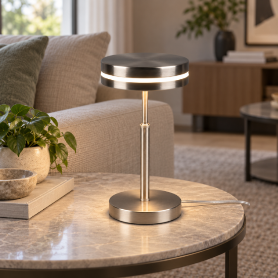 Lampada da tavolo nickel led 3000k per salotto