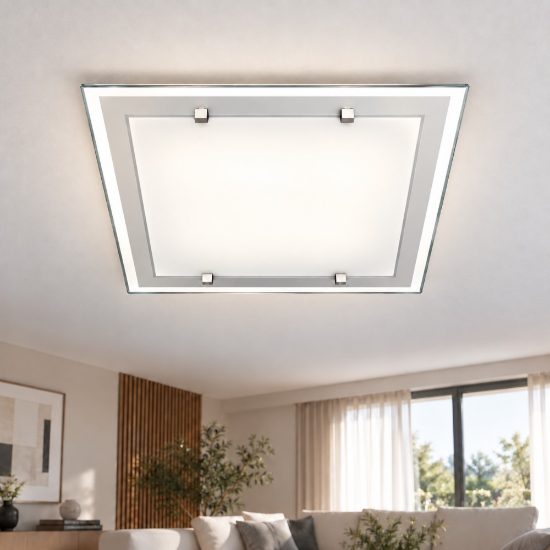 Perenz plafoniera moderna frame quadrata vetro bianco
