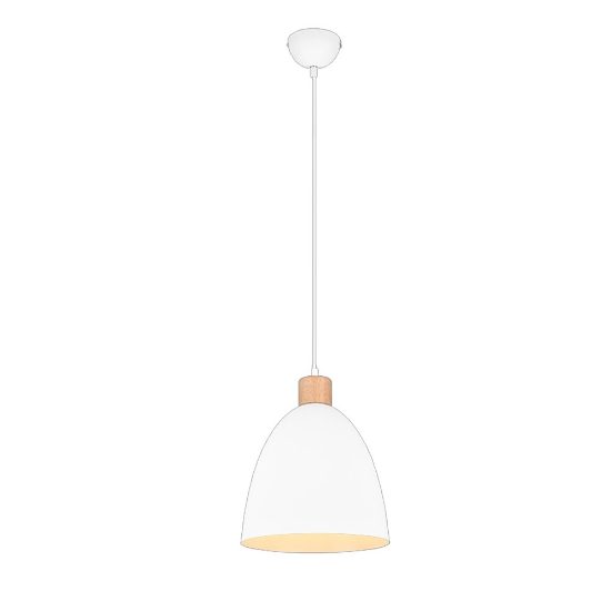 Lampada a sospensione per isola cucina cono bianco legno