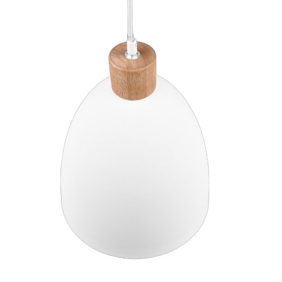 Lampada a sospensione per isola cucina cono bianco legno