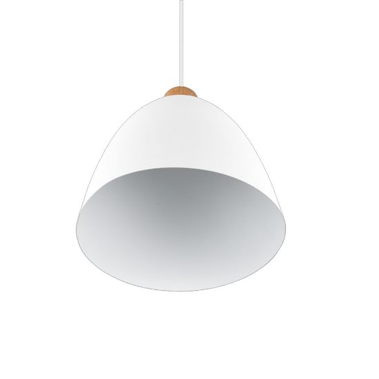 Lampada a sospensione per isola cucina cono bianco legno