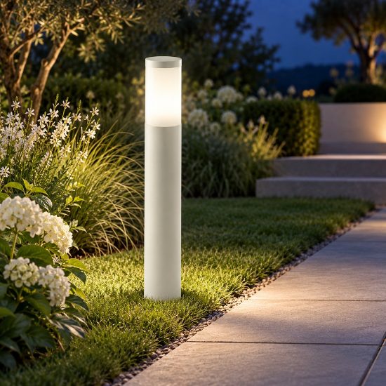 Lampioncino da giardino ip54 60cm moderno cilindrico bianco