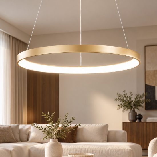 Fabas bacco lampadario ottone moderno anello led 56w 2700k 3000k 4000k dimmerabile