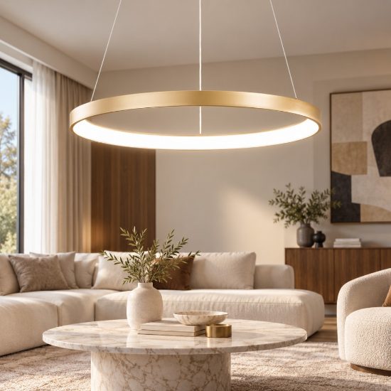 Fabas bacco lampadario ottone moderno anello led 56w 2700k 3000k 4000k dimmerabile