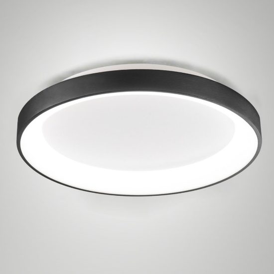Fabas bacco plafoniera moderna rotonda nera led 38w cct 2700k 3000k 4000k dimmerabile
