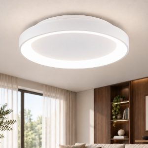 Fabas plafoniera bacco bianca rotonda led 38w cct 2700k 3000k 4000k dimmerabile