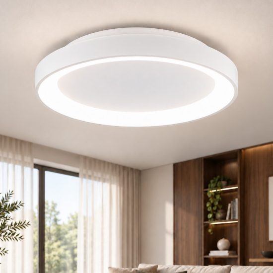 Fabas plafoniera bacco bianca rotonda led 38w cct 2700k 3000k 4000k dimmerabile