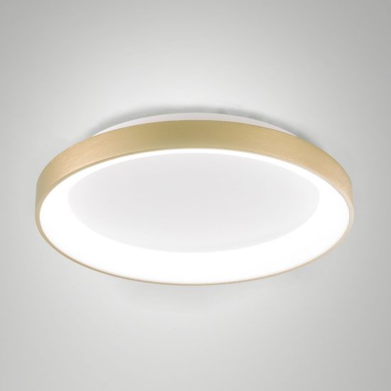 Fabas luce bacco plafoniera led 38w cct 2700k 4000k dimmerabile moderna disco ottone satinato