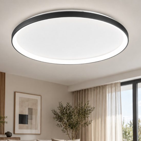 Fabas plafoniera bacco disco nero led 75w cct 2700k 3000k 4000k dimmerabile