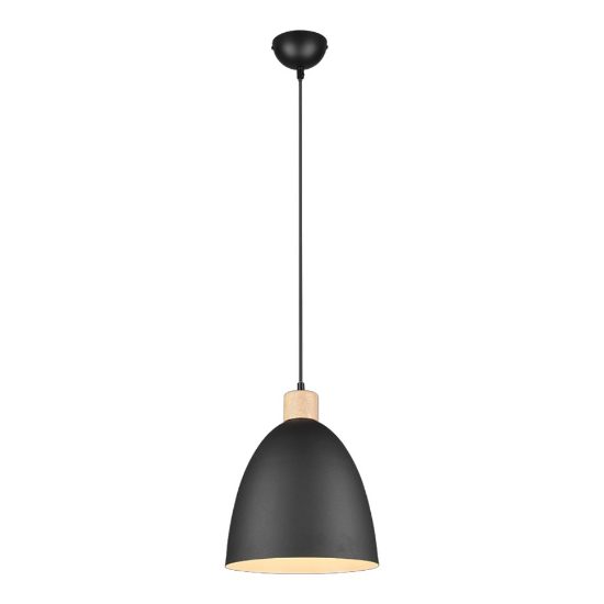 Lampada a sospensione per penisola cucina conica nero legno