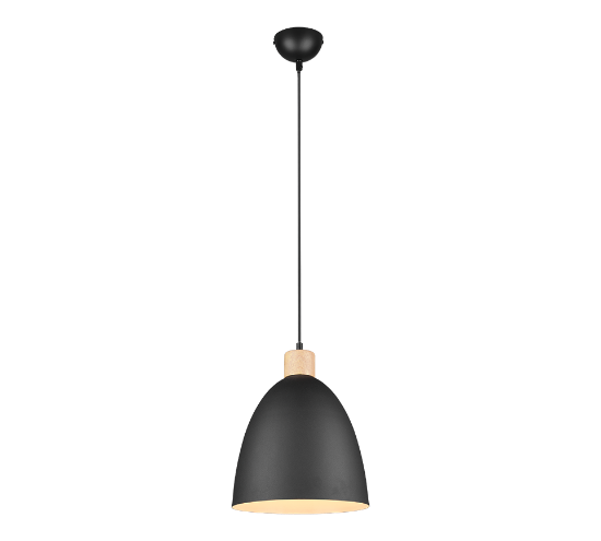 Lampada a sospensione per penisola cucina conica nero legno