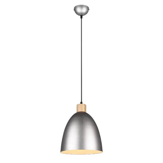 Lampada a sospensione per isola cucina conica nickel opaco legno