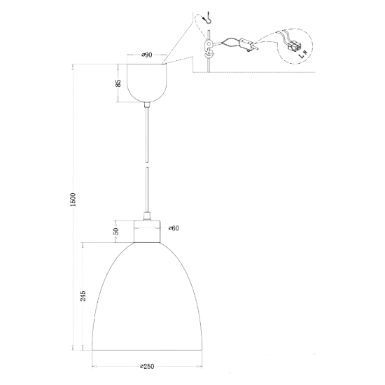 Lampada a sospensione per isola cucina conica nickel opaco legno
