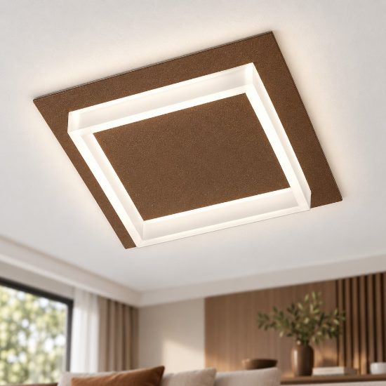 Plafoniera led 28w cct 3000k 4000k moderna quadrata ruggine