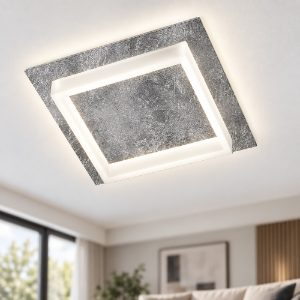 Plafoniera moderna per corridoio quadrata foglia argento led 28w cct 3000k 4000k