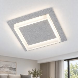 Plafoniera led 28w cct 3000k 4000k quadrata moderna grigio perla
