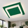 Plafoniera moderna quadrata verde bosco led 28w cct 3000k 4000k 35cm