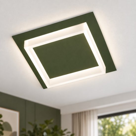 Plafoniera led 28w cct 3000k 4000k quadrata moderna verde oliva per disimpegno