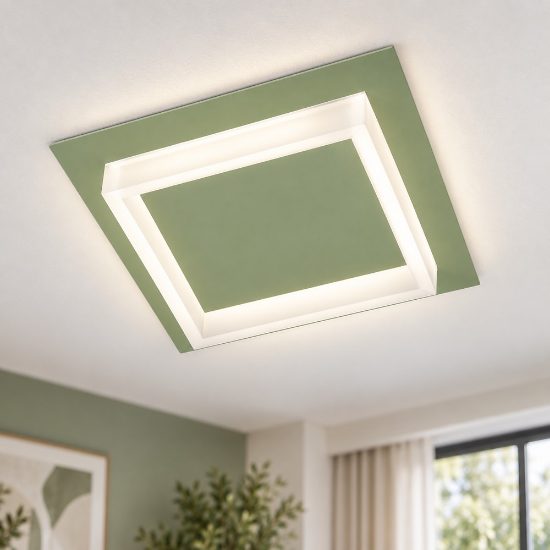 Plafoniera led 28w cct 3000k 4000k quadrata moderna verde salvia per corridoio