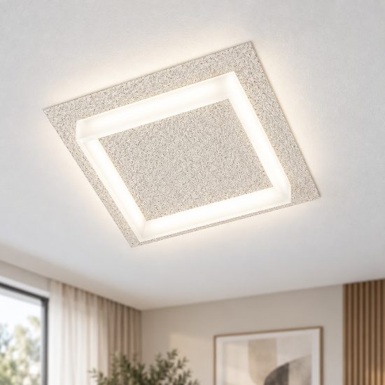 Plafoniera led 28w cct 3000k 4000k quadrata moderna effetto muro